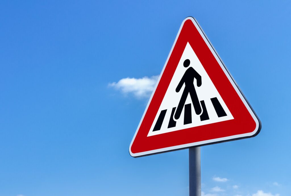 Traffic sign pedestrian crossing