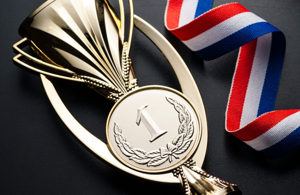 Gold trophy for the winner of a championship event