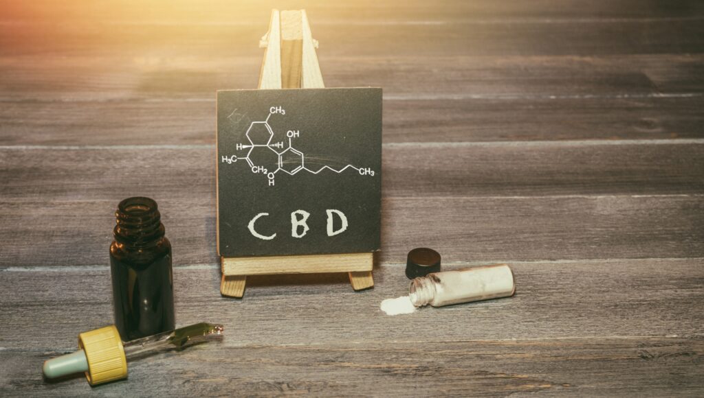 CBD oil crystals isolate and chemical structure