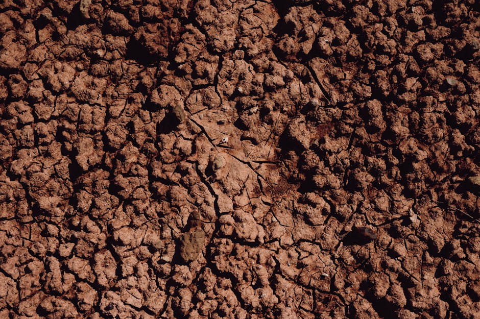 Close-up of unstable clay soil and sediment layers