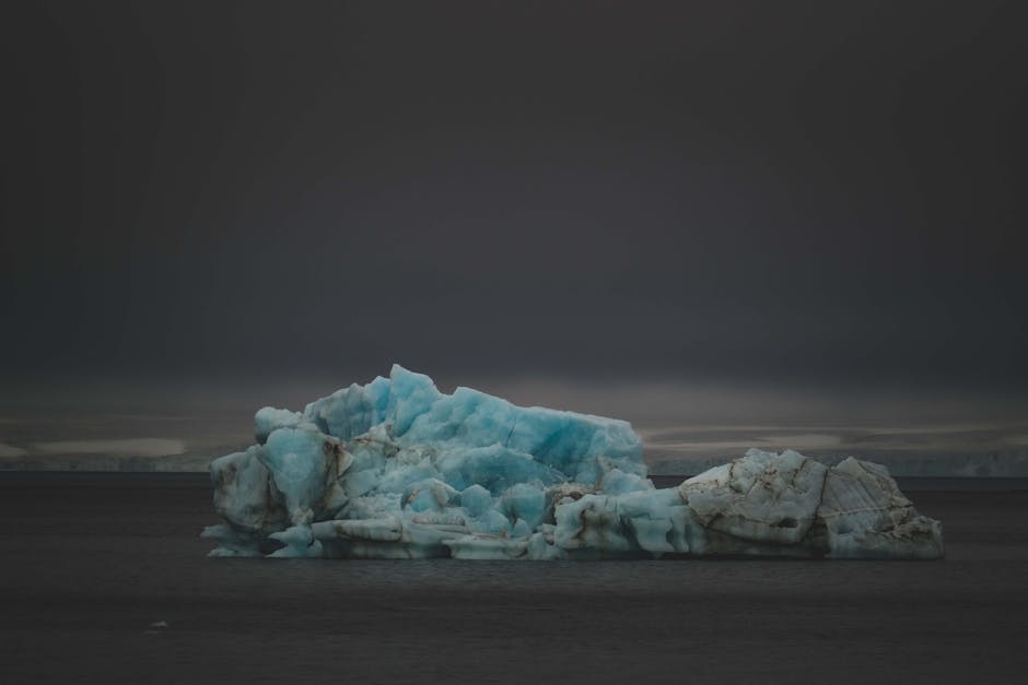 Titanic shipwreck and iceberg in the North Atlantic