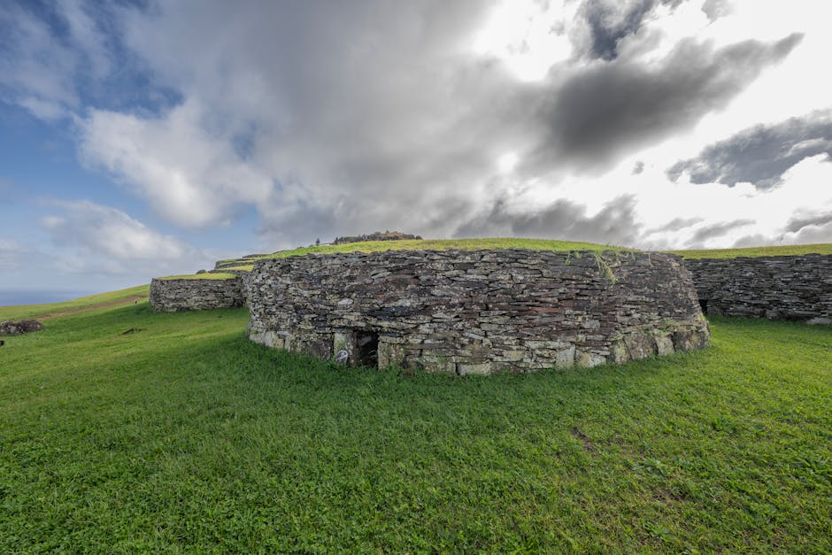 Archaeological remains of a Viking settlement with turf houses in Newfoundland