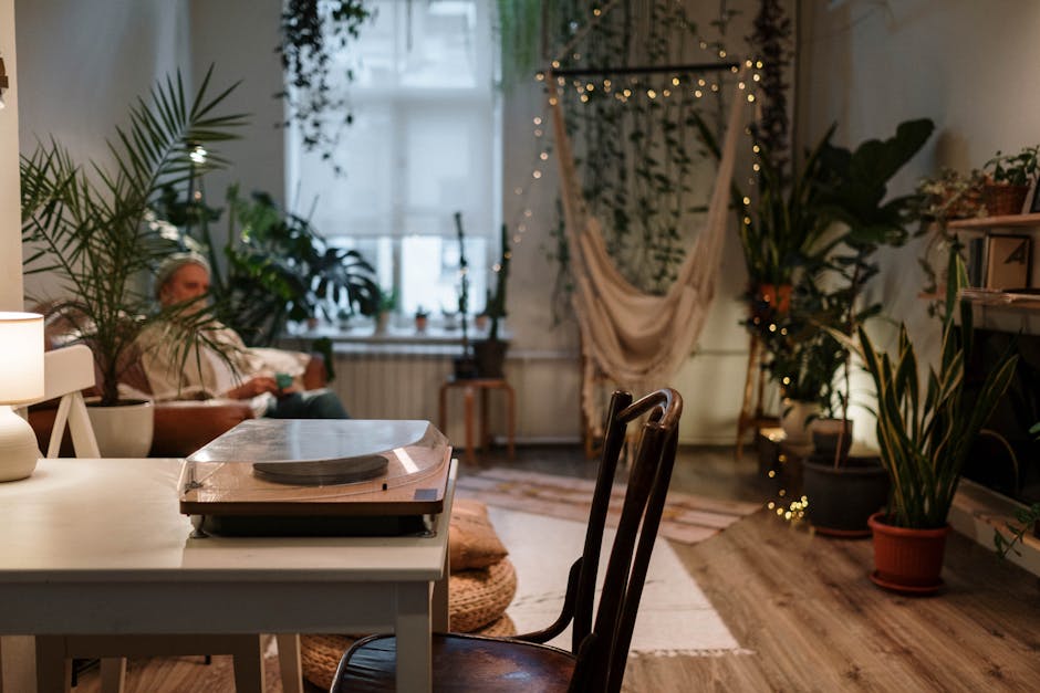 Plantes d'intérieur dans un salon lumineux