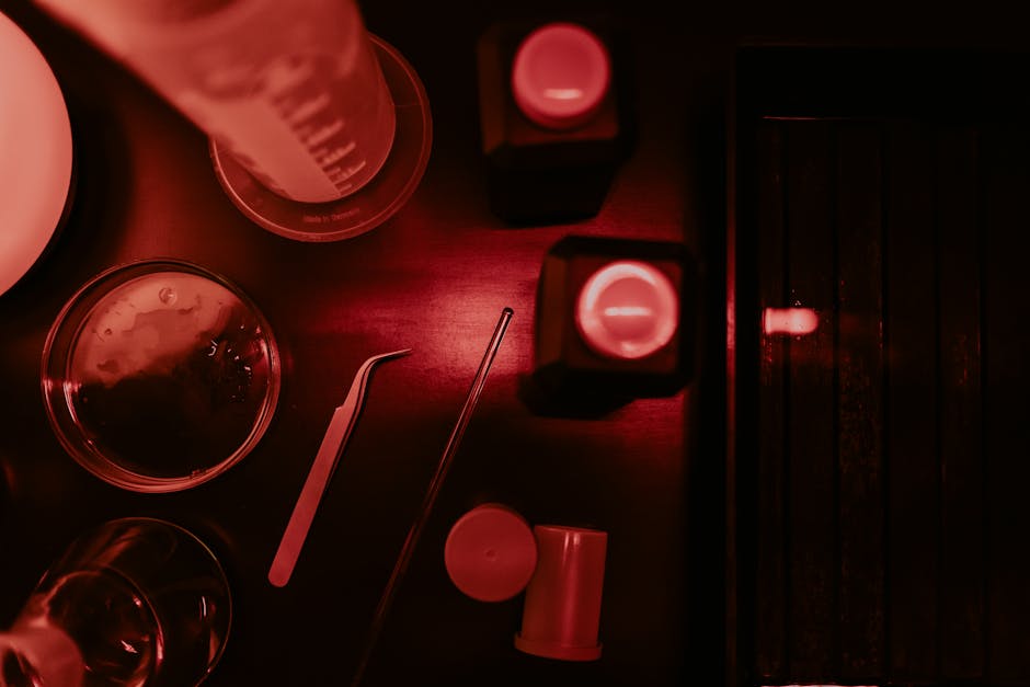 Caméra scientifique en laboratoire dans une pièce sombre