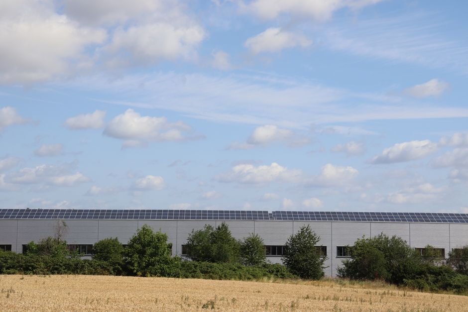 Industrial rooftop solar installation in northern Europe