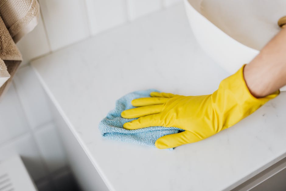 Bathroom surface being disinfected in a home setting