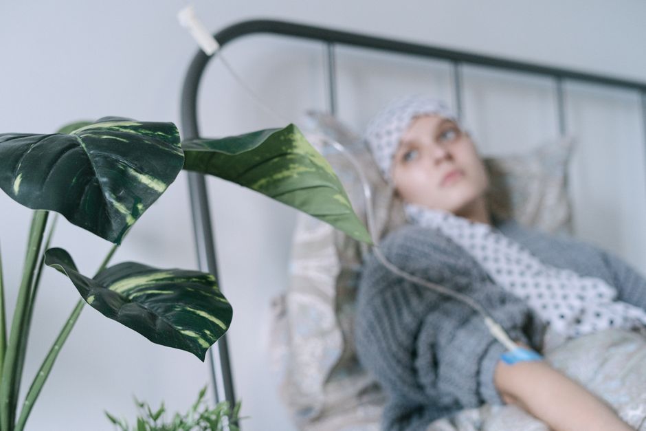 Person laughing during a hospital or therapy session