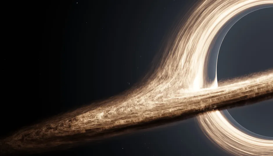 Les trous noirs aspirent-ils vraiment tout ce qui les entoure? Dramatic CGI rendering of a black hole with swirling accretion disk.
